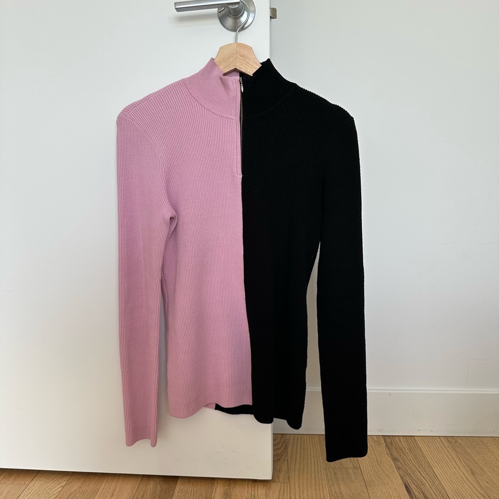 Pink and Black Half-Zip Sweater Stine Goya - Picture 3 of 4